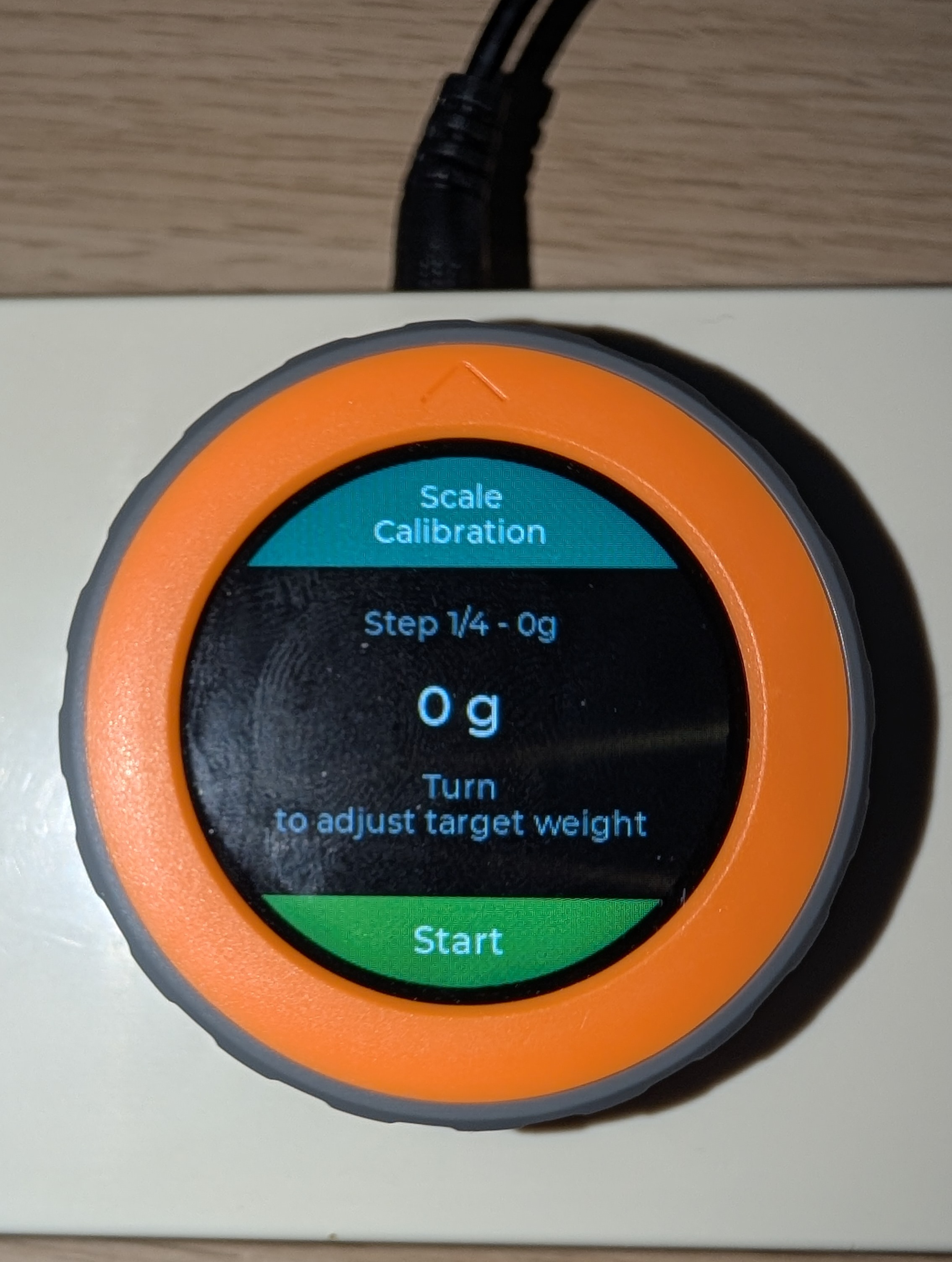 Dial calibration screen for adjusting the target weight